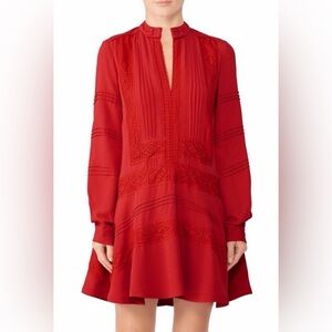 Derek Lam 10 Crosby Lace Trapeze Dress Red size 4